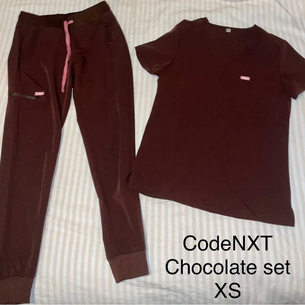 Codenxt Chocolate Brown Scrub Set - image 1